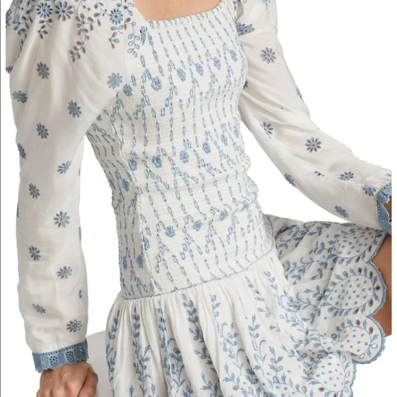 🤍RARE LOVESHACKFANCY LIKE NEW EMBROIDERED EYELET MINI DRESS🤍 - Picture 4 of 16